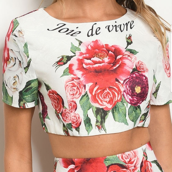 "Joie de Vivre" 💐 Floral Skirt & Crop Top Set - Picture 3 of 8
